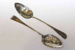 Pair of George III Eley and Fearn silver tablespoons,