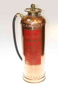 Vintage brass and copper Waterloo fire extinguisher