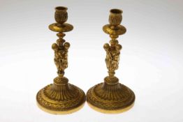 Pair of French gilt bronze cherub candlesticks
