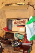 Box of collectables including wristwatches, metronome, coins sets, jewellery,