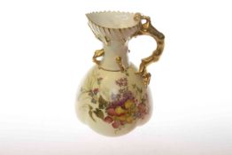 Royal Worcester blushware jug with shell and coral neck, shape no.
