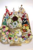 Eight Royal Doulton figurines and collection of china posies