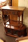 Oak turned leg hall table and Old Charm television stand (2)