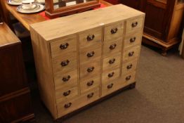Contemporary eighteen drawer chest in the form of an index cabinet