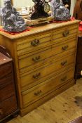 Late Victorian ash chest of two short above three long drawers