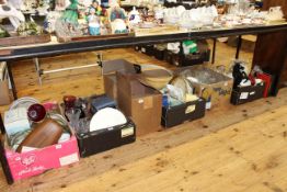 Five boxes of glass, china, projector, Kundo Junior 400 day clock,