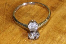 Two-stone diamond ring, hallmarked 18 carat gold, Sheffield 1930,