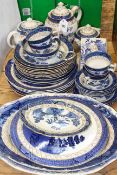Collection of Booths 'Real Old Willow' pattern dinnerware and other blue and white china