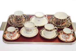 Assorted Royal Crown Derby cups and saucers