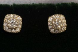 Pair of diamond and 9 carat gold cluster earrings