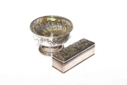 Embossed silver miniature bowl and embossed box (2)
