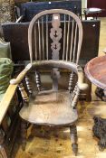 Windsor broad arm chair with pierced splat back