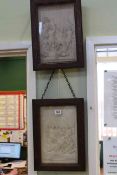 Pair oak framed relief moulded plaques 'Battle of Reivenna'
