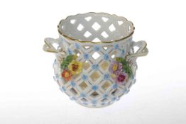 Dresden porcelain lattice and flower vase