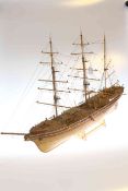 Wooden model of three masted tall ship 'Gorch Fock'