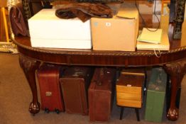 Suitcases, briefcases, sewing box, picnic set, Goblin Teasmade, various linen,