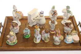 Four Royal Doulton Snowman figures and collection of Beswick Beatrix Potter figures
