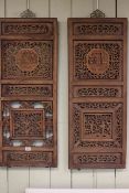 Pair Oriental fretwork panels