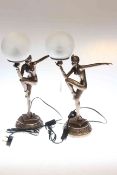 Pair Art Deco style naked lady table lamps