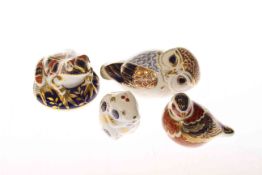 Collection of four Royal Crown Derby animal paperweights