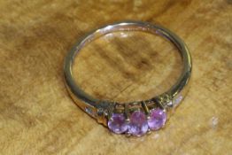 9 carat gold pink sapphire and diamond ring