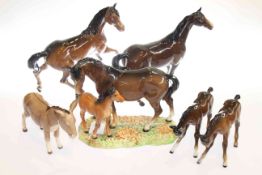 Two Beswick horses, horse and foal,