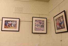 Set of three framed Beryl Cook humorous prints