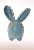 Large blue pottery bunny (Sylvac?)