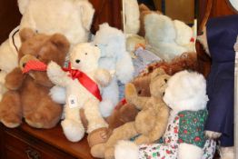 Collection of soft toys and doll including Paddington Bear