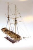 Wooden model of two masted war ship 'Enterprise'