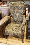 Victorian mahogany framed open armchair