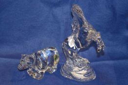 Waterford crystal rearing horse, and bear,