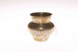 Islamic Cairo Ware brass vase with silver overlay, early 19th Century,