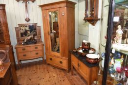 Art Nouveau oak three piece washstand bedroom suite