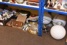 Angle poise lamp, three light globes, two ceiling lights, thimbles,