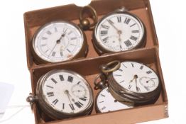 Five pocket watches including silver