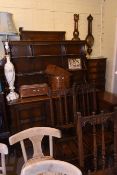 Ercol Old Colonial shelf back dresser and four dining chairs