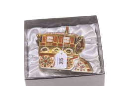 Royal Crown Derby caravan paperweight with gold stopper,