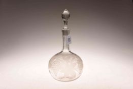 Large 19th Century decanter, cut with fruiting vine,