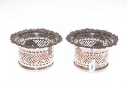 Pair of silver-plated bottle coasters