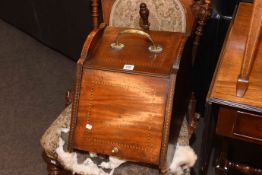 Victorian walnut panel back nursing chair and chequer inlaid coal box