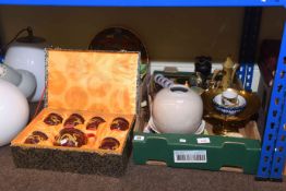 Boxed Oriental tea set and two boxes of miscellaneous china