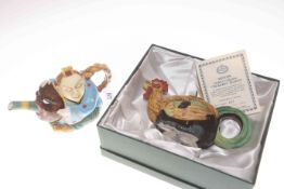 Two boxed limited edition Minton novelty teapots,