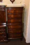 Bevan Funnel Reprodux mahogany slim six drawer bow front chest