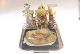 Nine Hummel figures, two Aynsley Orchard Gold vases, Royal Winton plate and vase,