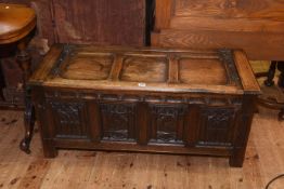 Carved oak Gothic style coffer