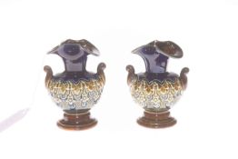 Small pair of Royal Doulton stoneware vases,