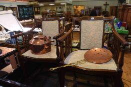 Heavy large copper kettle and copper and brass skimmer (2)