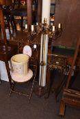 Wrought metal folding chair, candle stand,