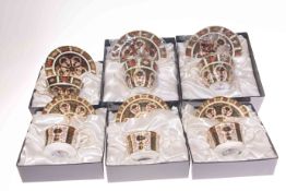 Six Royal Crown Derby cups and saucers in Imari pattern,